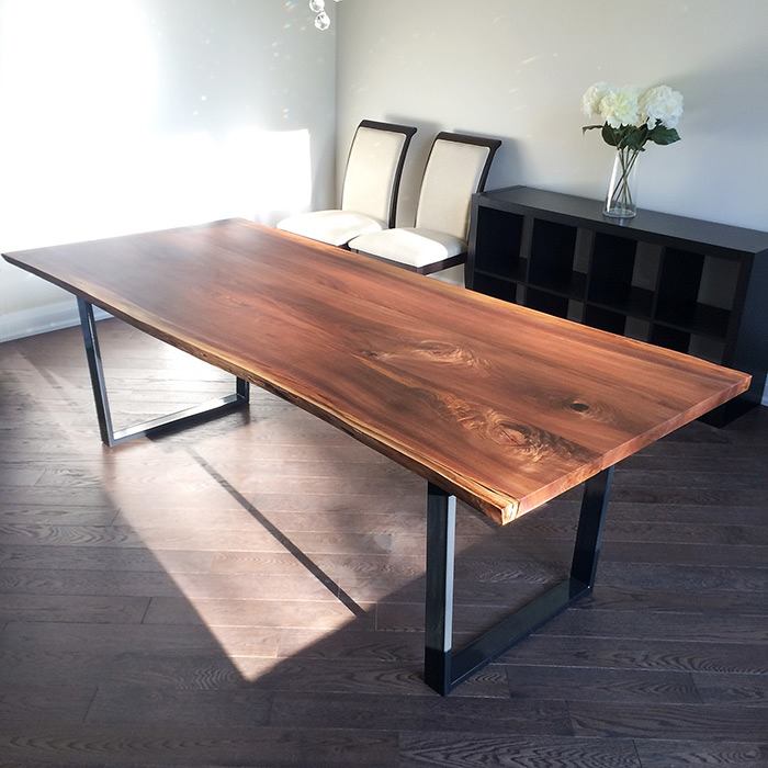 Large live edge walnut dining table